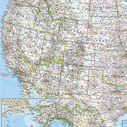 United States Classic Map, Poster Size and Laminated, 36" x 24"