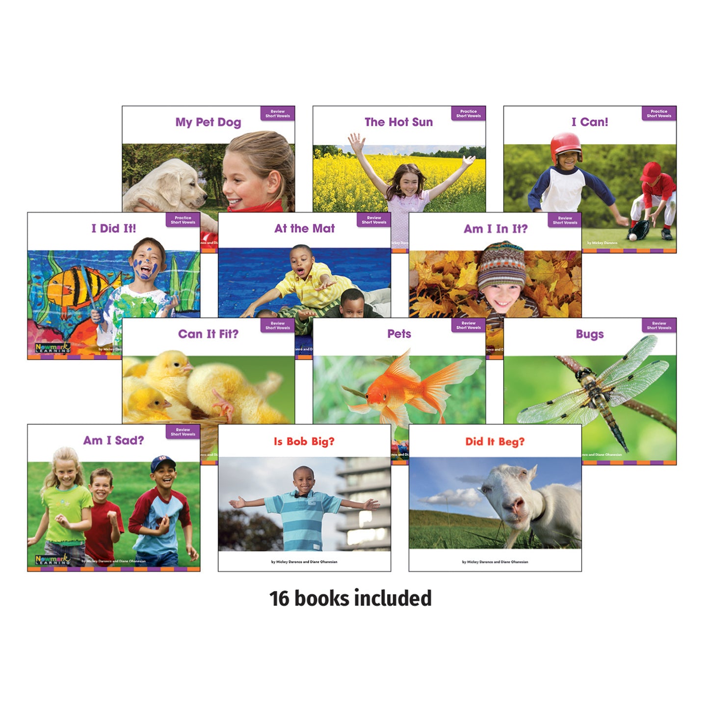 Decodable Readers Fluency Grade K-1 Short Vowels, 16 Books