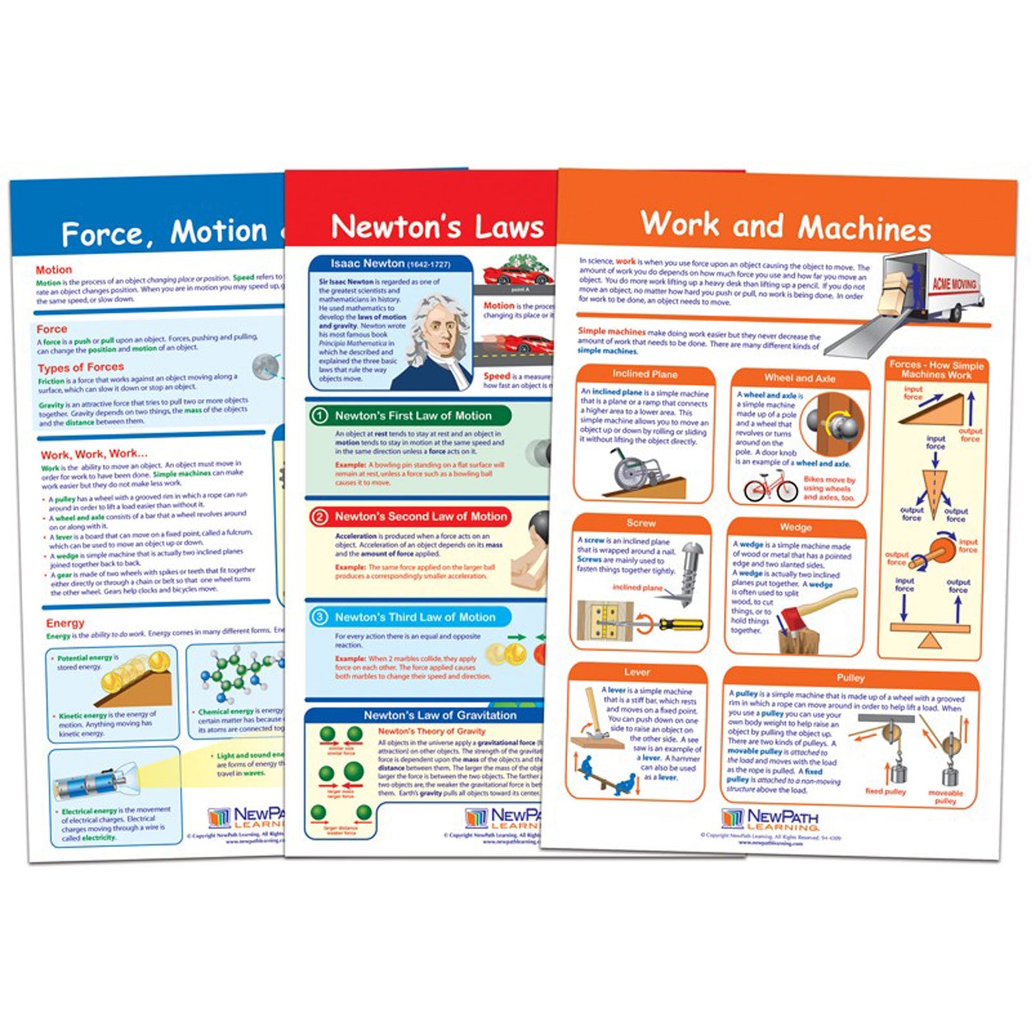 Force & Motion Bulletin Board Charts, Set of 3