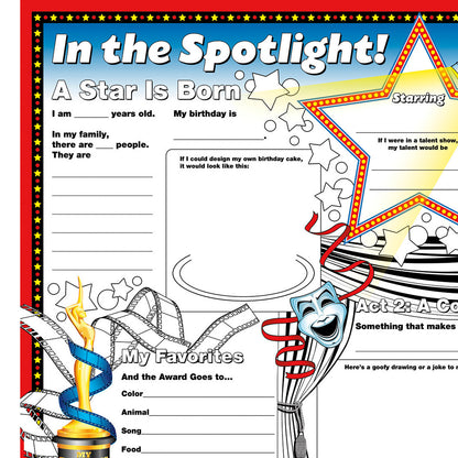 Fill Me In: In The Spotlight Activity Posters, 17" x 22", Pack of 32