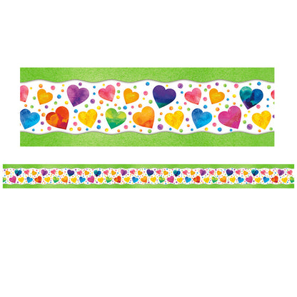 All Around the Board Trimmer, Watercolor Hearts, 43 Feet Per Pack, 6 Packs