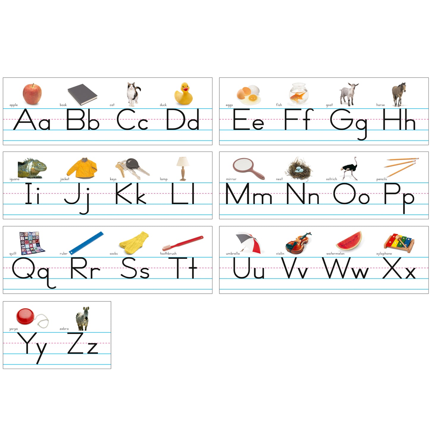 Photo Traditional Manuscript Alphabet Lines Bulletin Board Set