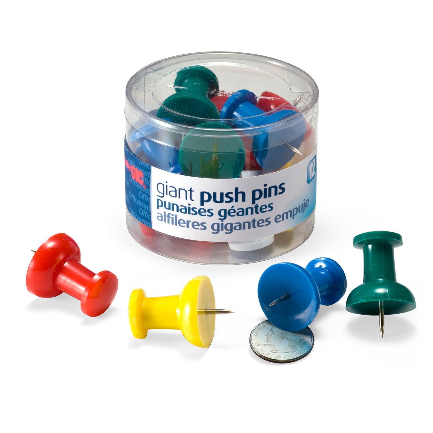 Giant Push Pins, 12 Per Pack, 6 Packs