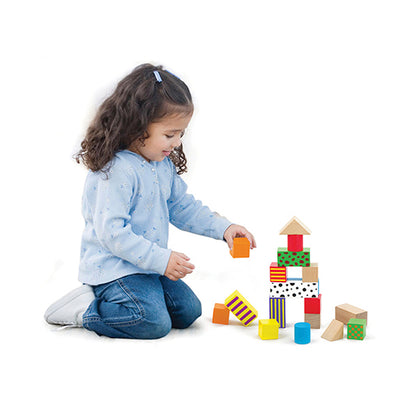 Wooden Blocks Building Set, 50 Pieces