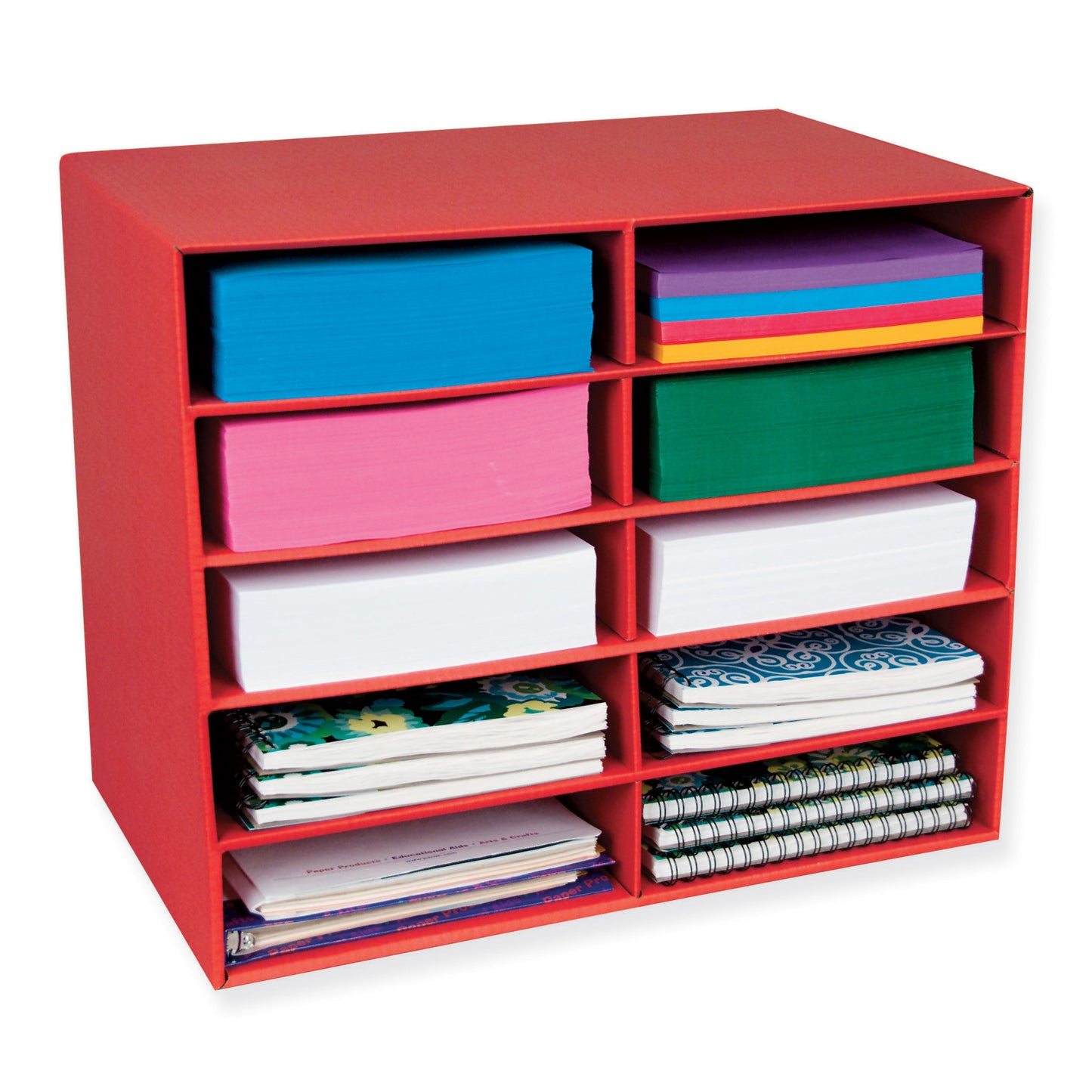 10-Shelf Organizer, Red, 17"H x 21"W x 12-7/8"D, 1 Organizer
