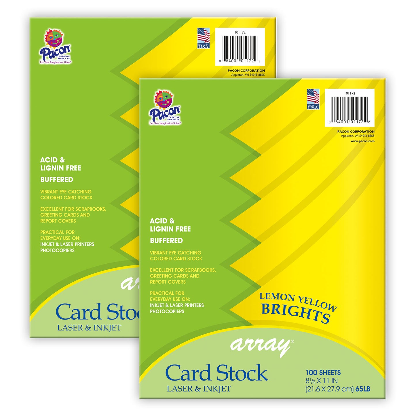 Card Stock, Lemon Yellow, 8-1/2" x 11", 100 Sheets Per Pack, 2 Packs