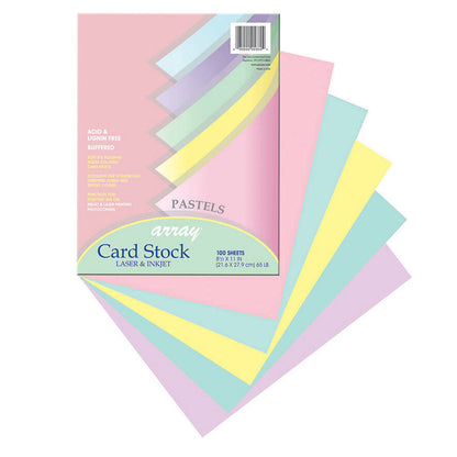 Pastel Card Stock, 5 Assorted Colors, 8-1/2" x 11", 100 Sheets Per Pack, 2 Packs