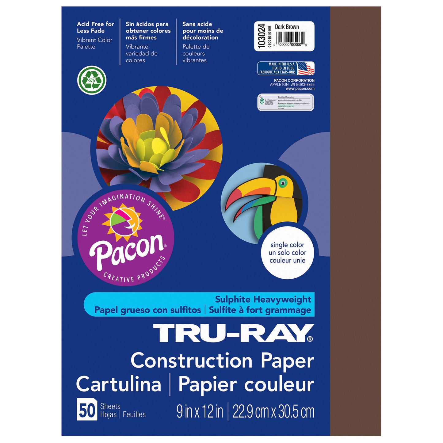 Construction Paper, Dark Brown, 9" x 12", 50 Sheets