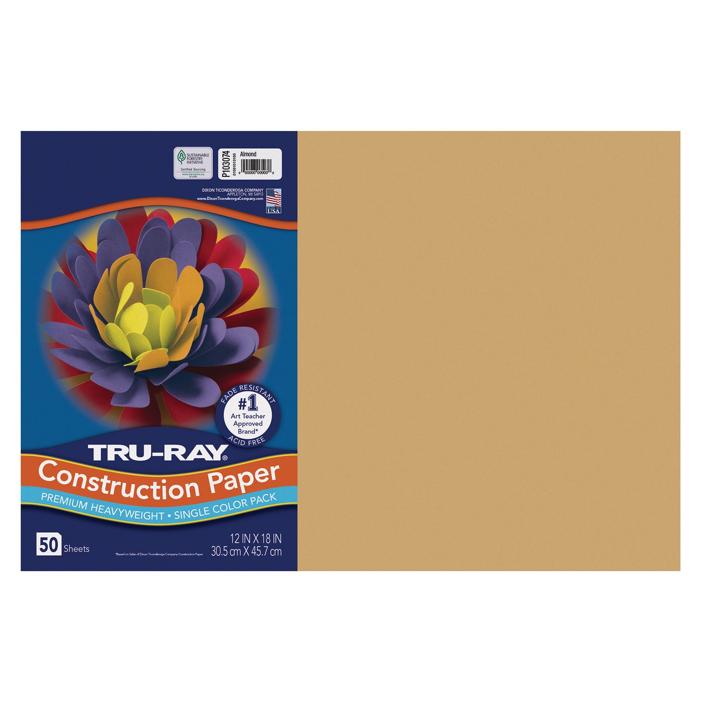 CONSTRUCTION PAPER, 12" X 18", 50 SHEETS - ALMOND