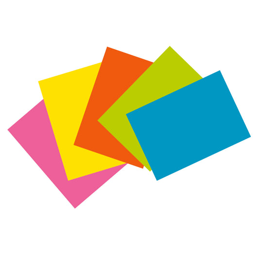 Index Cards, Super Bright Assorted 5 Colors, Unruled 4" x 6", 100 Per Pack, 6 Packs