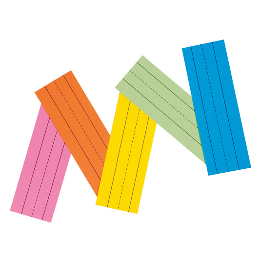 Flash Cards, Assorted Ruled, 5 Colors, Ruled 3" x 9", 100 Per Pack, 6 Packs