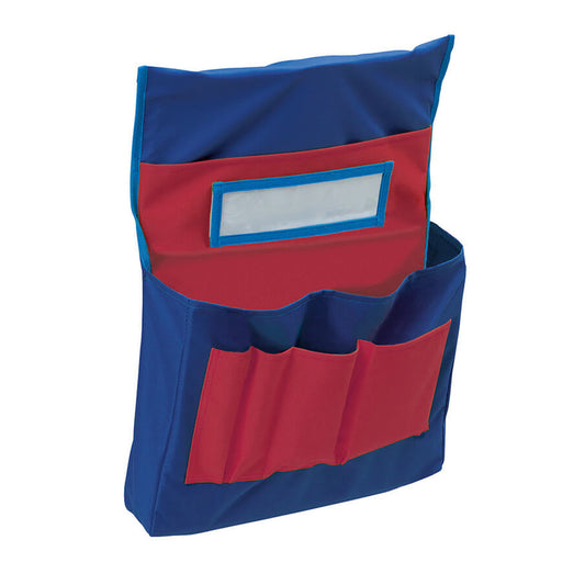 Chair Storage Pocket Chart, Blue & Red, 18-1/2"H x 14-1/2"W x 2-1/2"D, 1 Chart