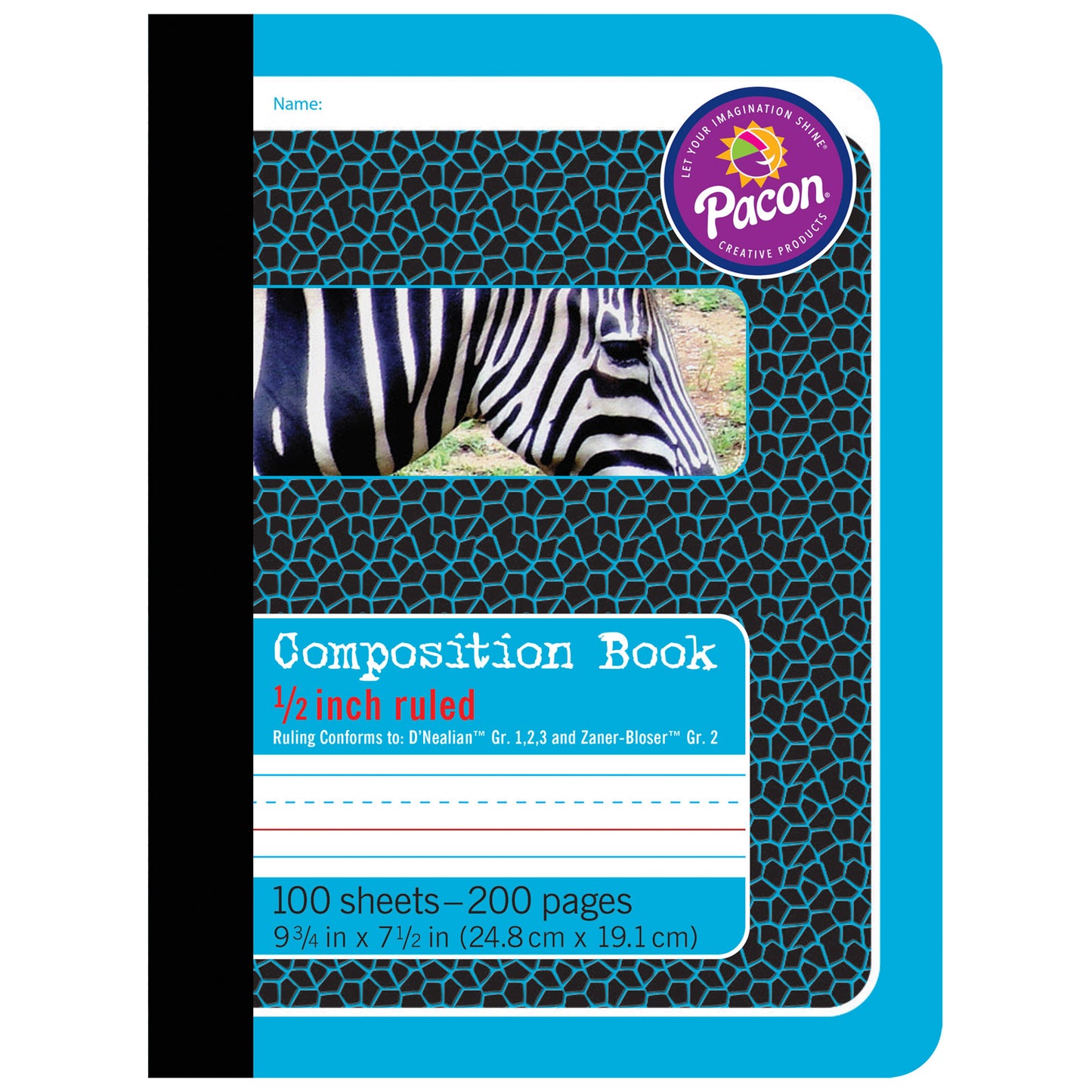 Primary Composition Book, Book Bound, D'Nealian Grades/Zaner-Bloser, 1/2" x 1/4" x 1/4" Ruled, 9-3/4" x 7-1/2", 100 Sheets