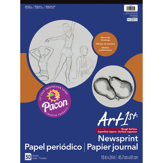 Newsprint Pad, White, 18" x 24", 50 Sheets