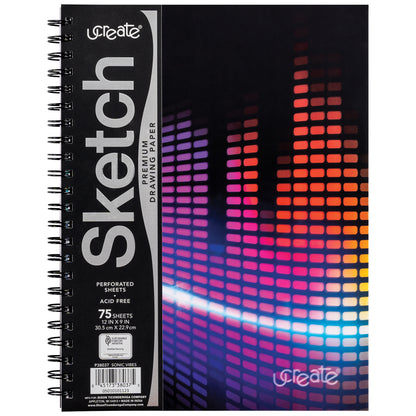 Unruled Poly Sketch Book 12x9 Fashion Sonic Vibes