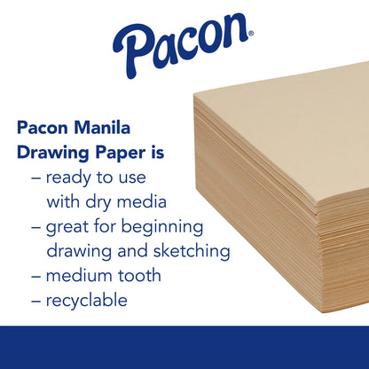 Drawing Paper, Manila, 9" x 12", 500 Sheets Per Pack, 2 Packs