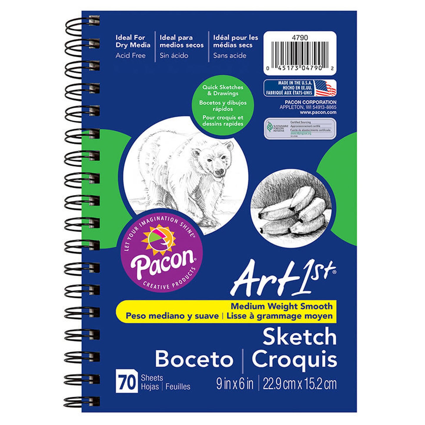 Sketch Diary, Standard Weight, 9" x 6", 70 Sheets, Pack of 6