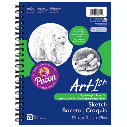 Sketch Diary, Standard Weight, 12" x 9", 70 Sheets, Pack of 3