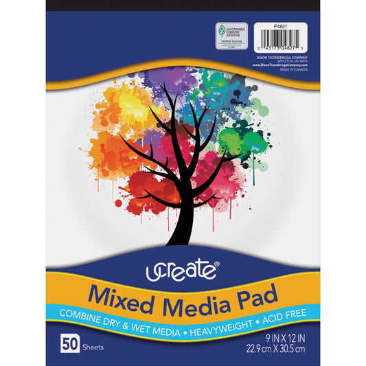 Mixed Media Pad, 9" x 12", 50 Sheets