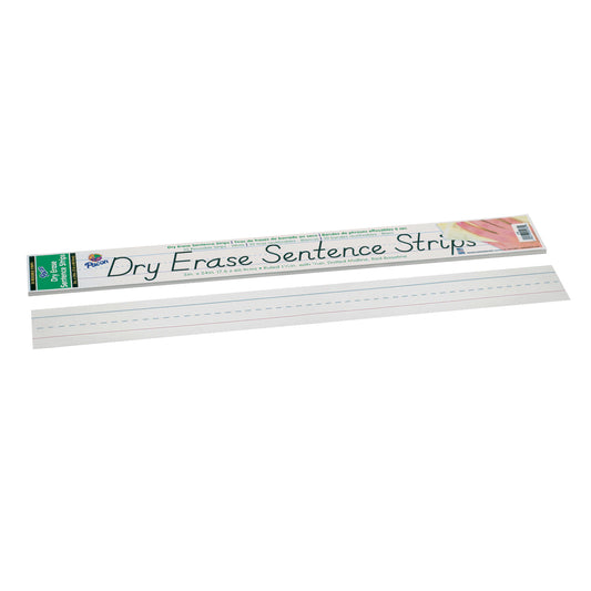 Dry Erase Sentence Strips, White, 1-1/2" X 3/4" Ruled, 3" x 24", 30 Strips