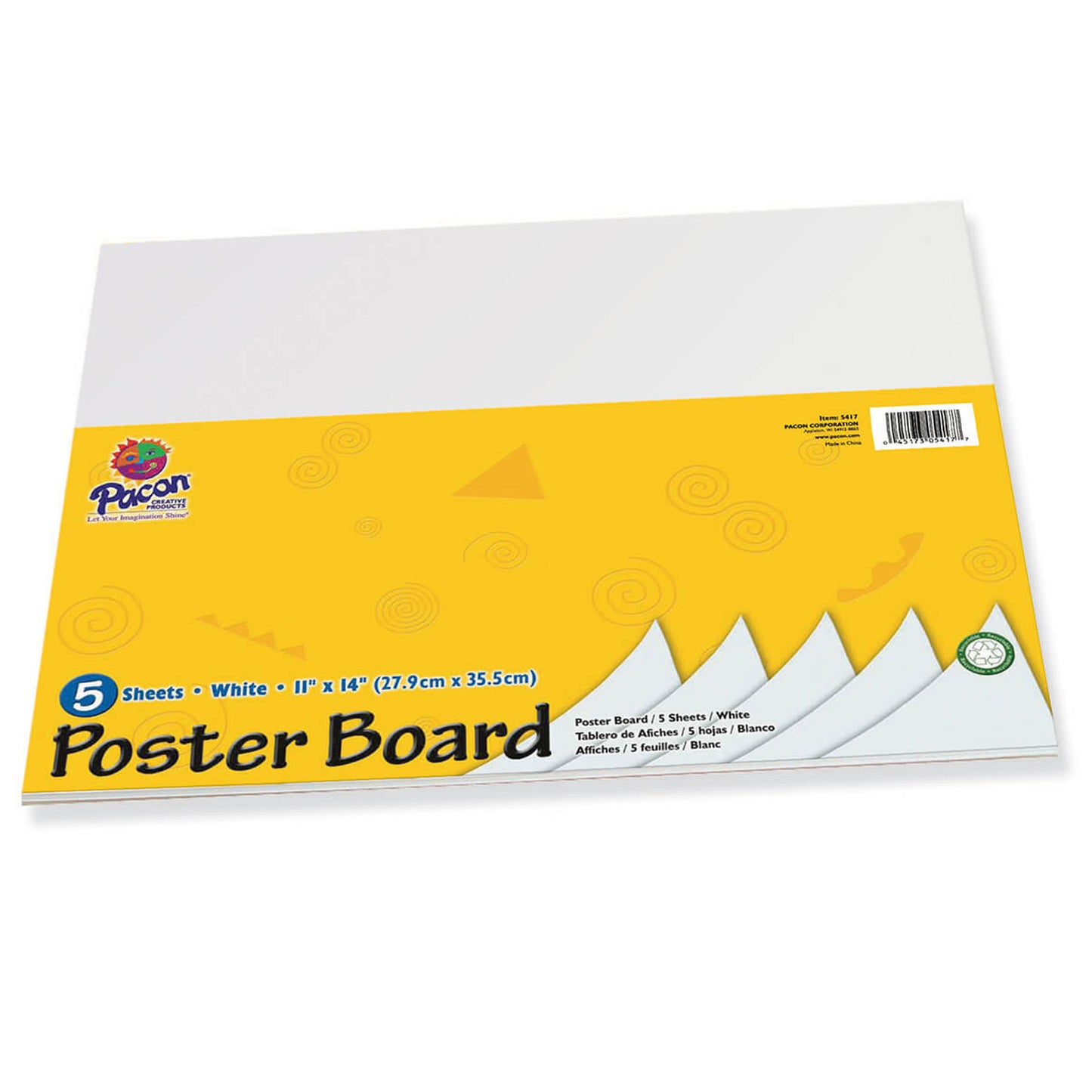 Poster Board, White, 11" x 14", 5 Sheets Per Pack, 12 Packs