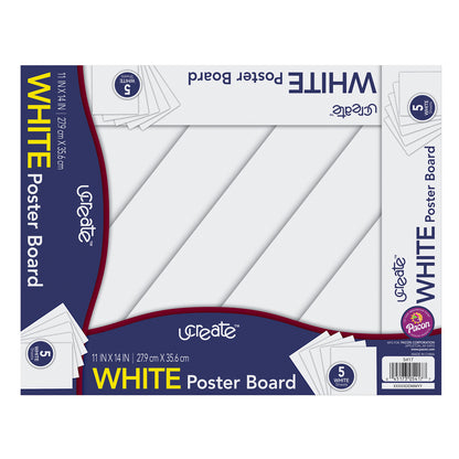 Poster Board, White, 11" x 14", 5 Sheets