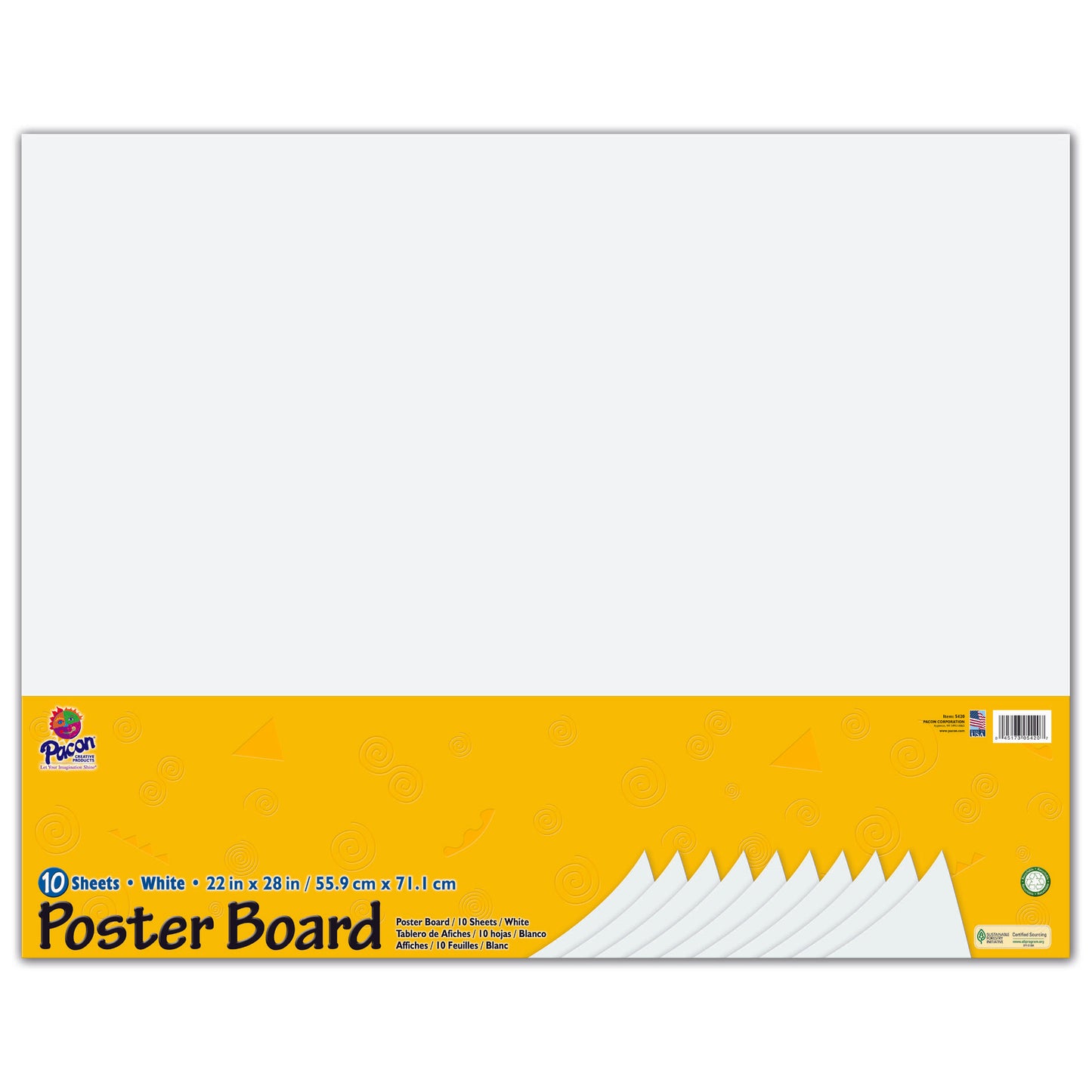 Poster Board, White, 22" x 28", 10 Sheets Per Pack, 3 Packs