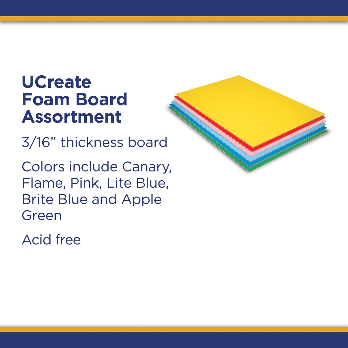 Foam Board, 6 Assorted Colors, Matte, 20" x 30", 12 Sheets