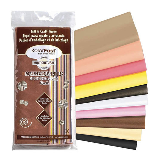 Multi-Cultural Tissue Assortment, 10 Assorted Colors, 20" x 30", 20 Sheets