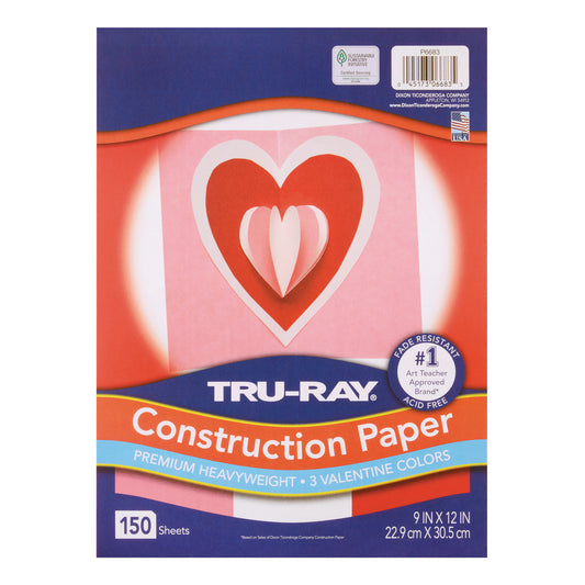 Construction Paper Valentine Assortment, 9" x 12", 150 Sheets