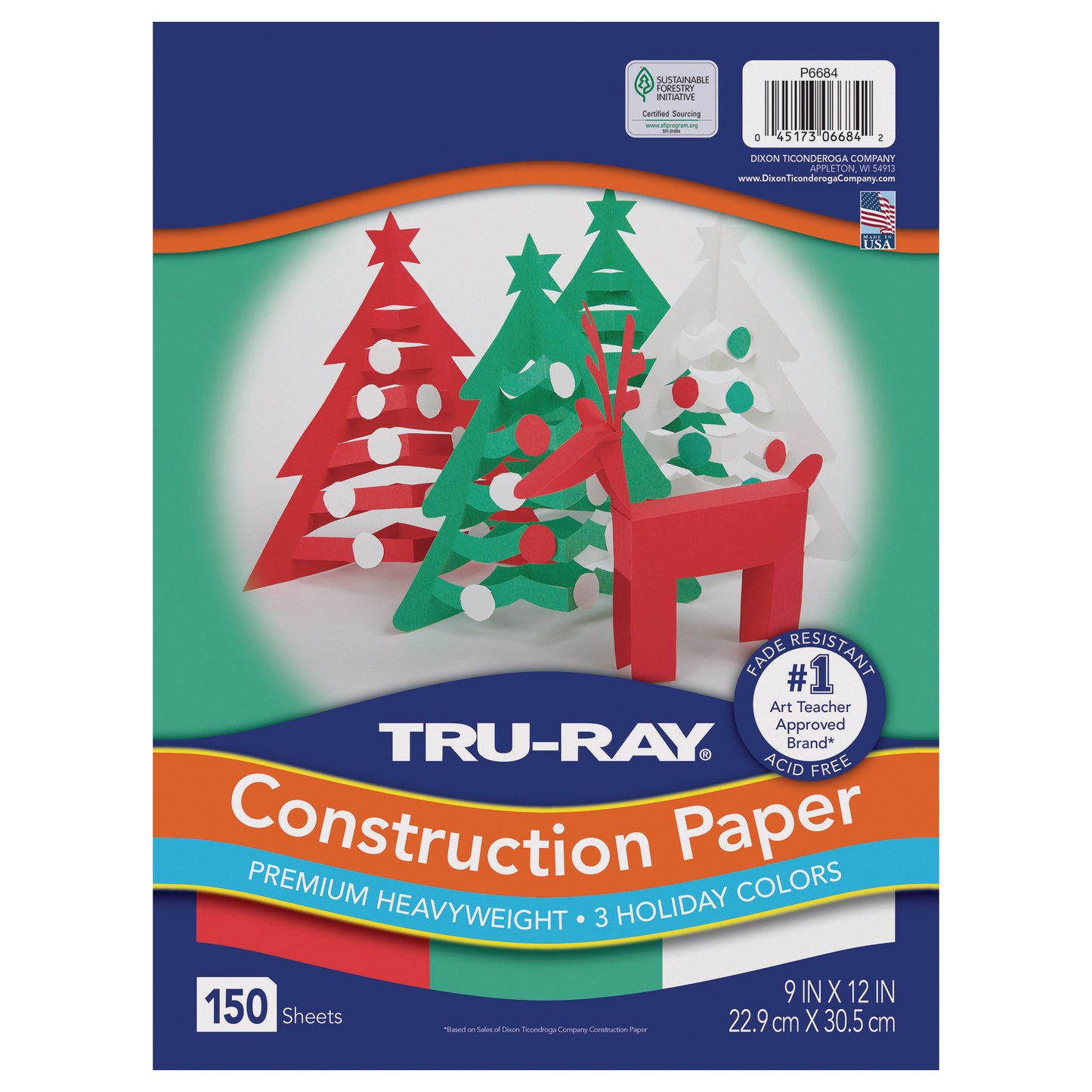 Construction Paper, Holiday Assortment, 9" x 12", 150 Sheets