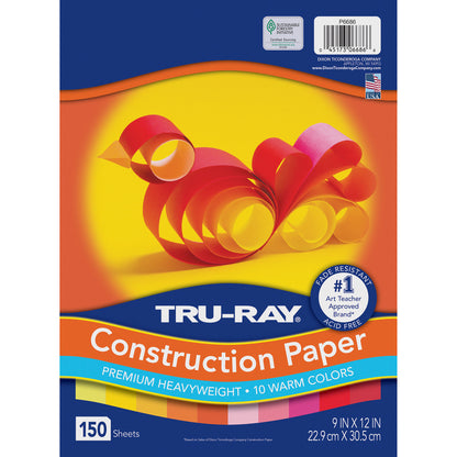 Construction Paper, Warm Assorted, 9" x 12", 150 Sheets