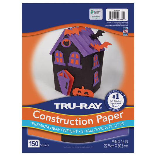 Construction Paper Halloween, Black, Orange, Purple, 9" x 12", 150 Sheets