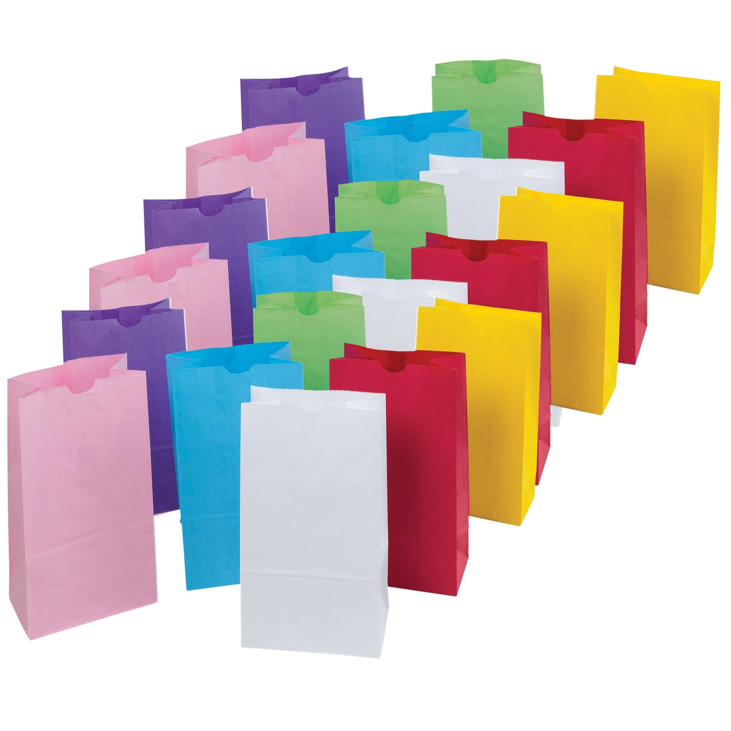 Kraft Bag, Assorted Pastel Colors, 6" x 3-5/8" x 11", 28 Per Pack, 3 Packs