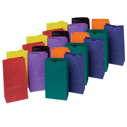 Kraft Bag, Assorted Bright Colors, 6" x 3-5/8" x 11", 28 Per Pack, 3 Packs