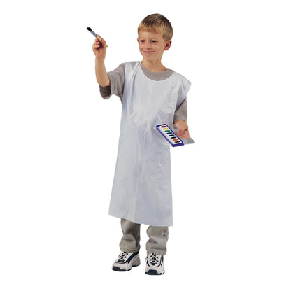 Youth Disposable Aprons, White, 24" x 35", 100 Count