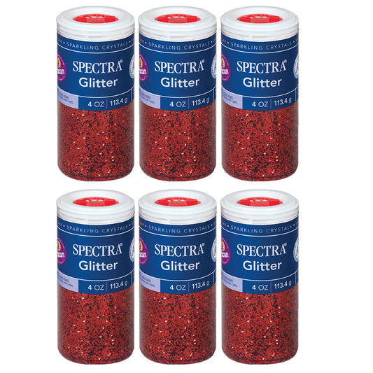 Glitter, Red, 4 oz. Jars, 6 Jars