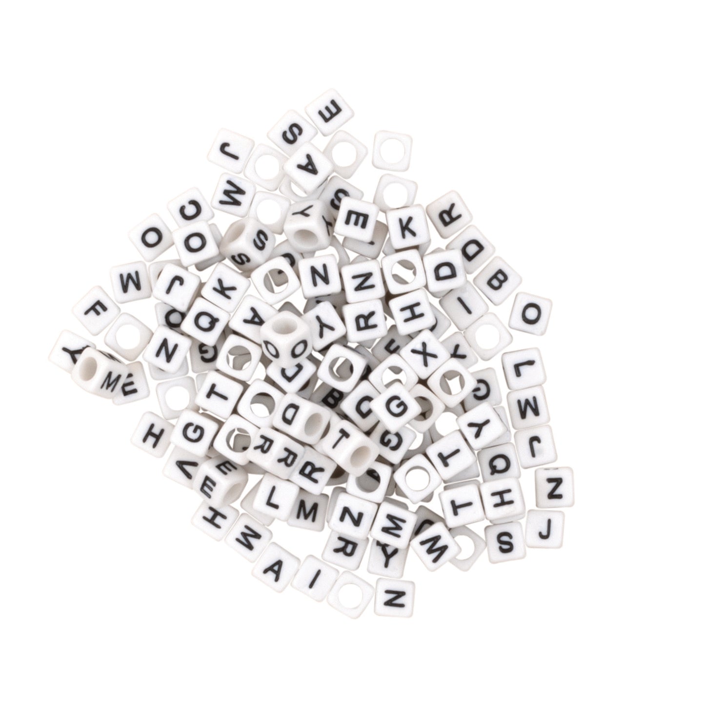 Alphabet Beads, Black & White, 6 mm, 150 Count