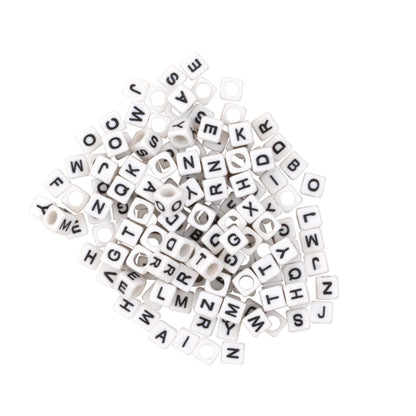 Alphabet Beads, Black & White, 6 mm, 150 Count