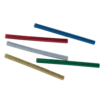 Hot Glue Sticks, 6 Assorted Glitter Colors, 4" x 0.31", 12 Pieces