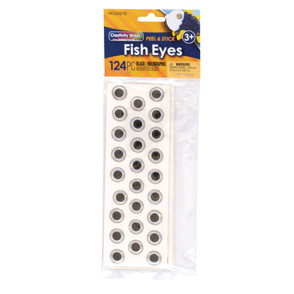 Fish Eyes, Holographic, Assorted Sizes, 124 Per Pack, 3 Packs