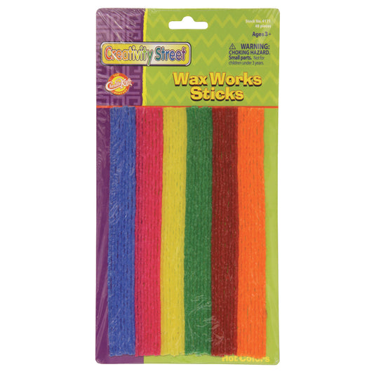 Wax Works® Sticks, Assorted Hot Colors, 8", 48 Pieces