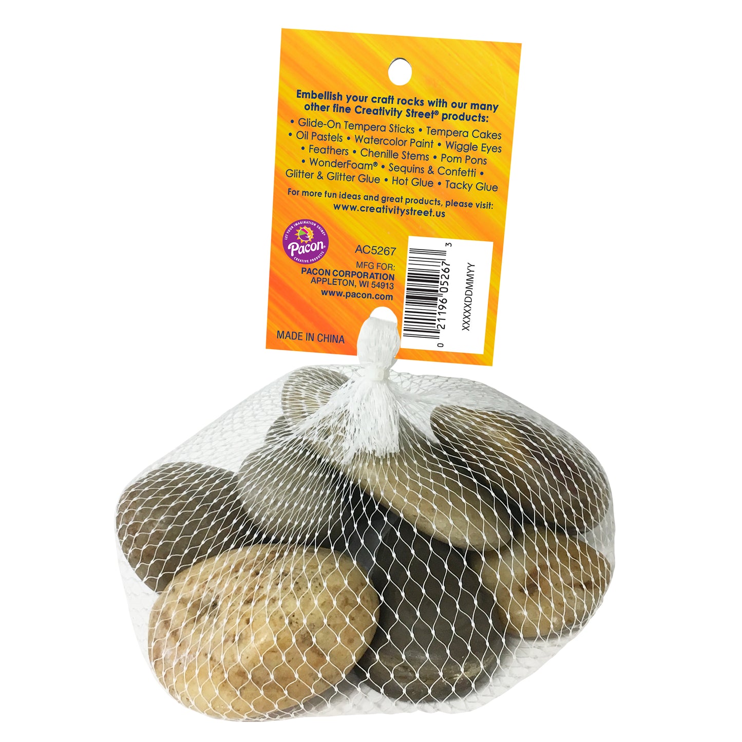 Craft Rocks, Assorted Natural Colors & Sizes, 2 lbs. Per Pack, 6 Packs