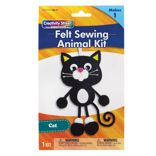 Felt Sewing Animal Kit, Cat, 4" x 10.25" x 1", 1 Kit