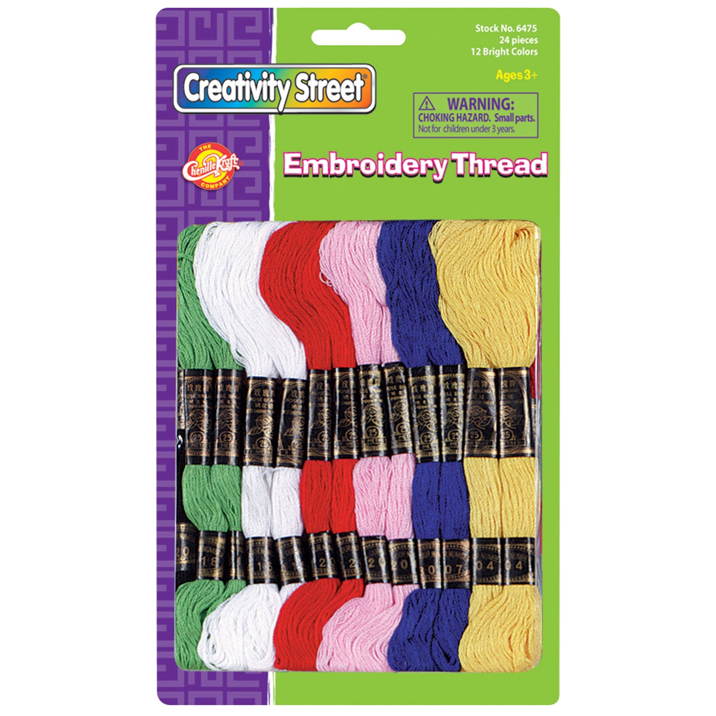 Embroidery Thread, Assorted Colors, 24 Skeins, 8 Yards Each