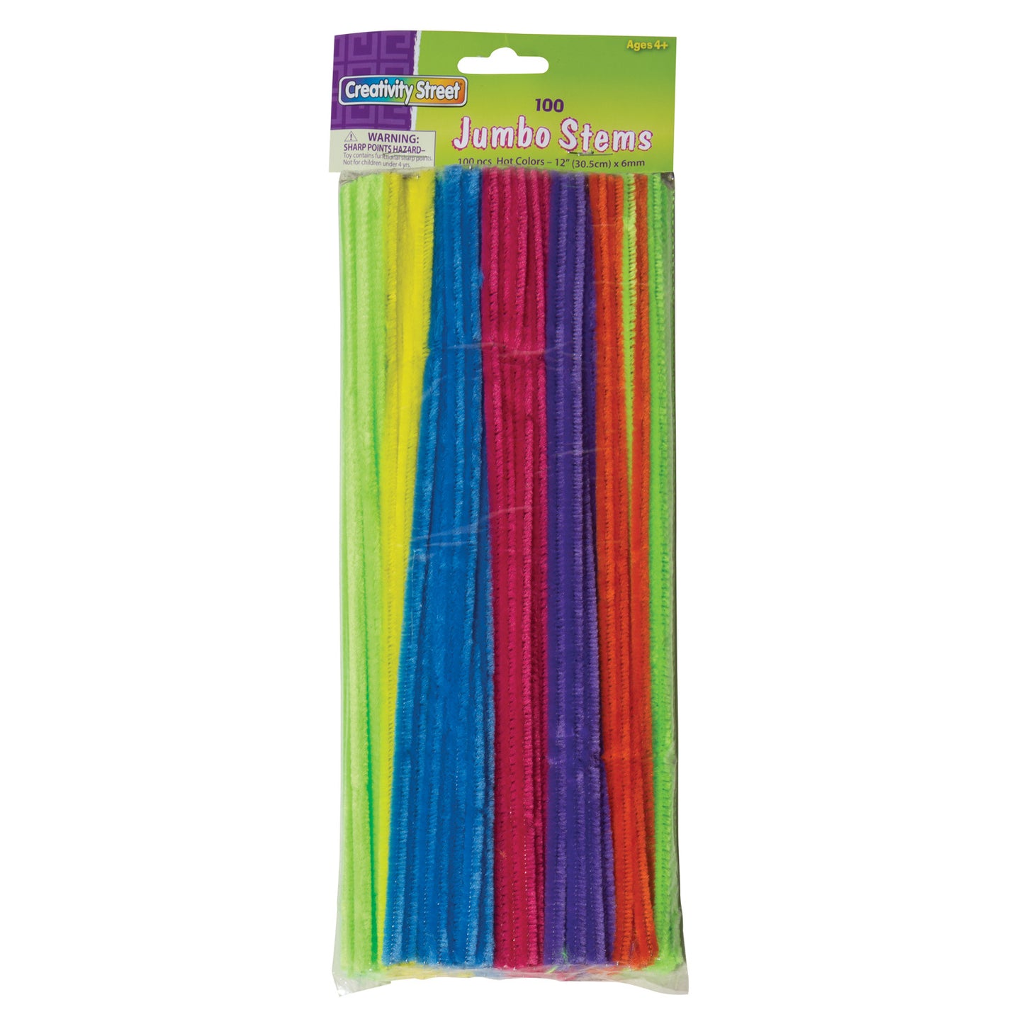 Jumbo Stems, Hot Assorted Colors, 12" x 6 mm, 100 Pieces