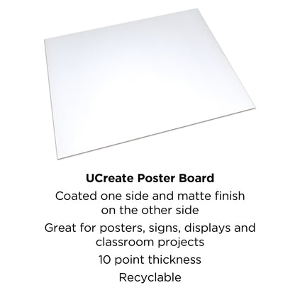 Poster Board, White 10pt., 22" x 28", 50 Sheets