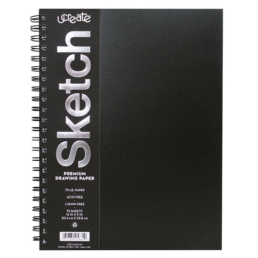 Poly Cover Sketch Book, Heavyweight, 12" x 9", 75 Sheets