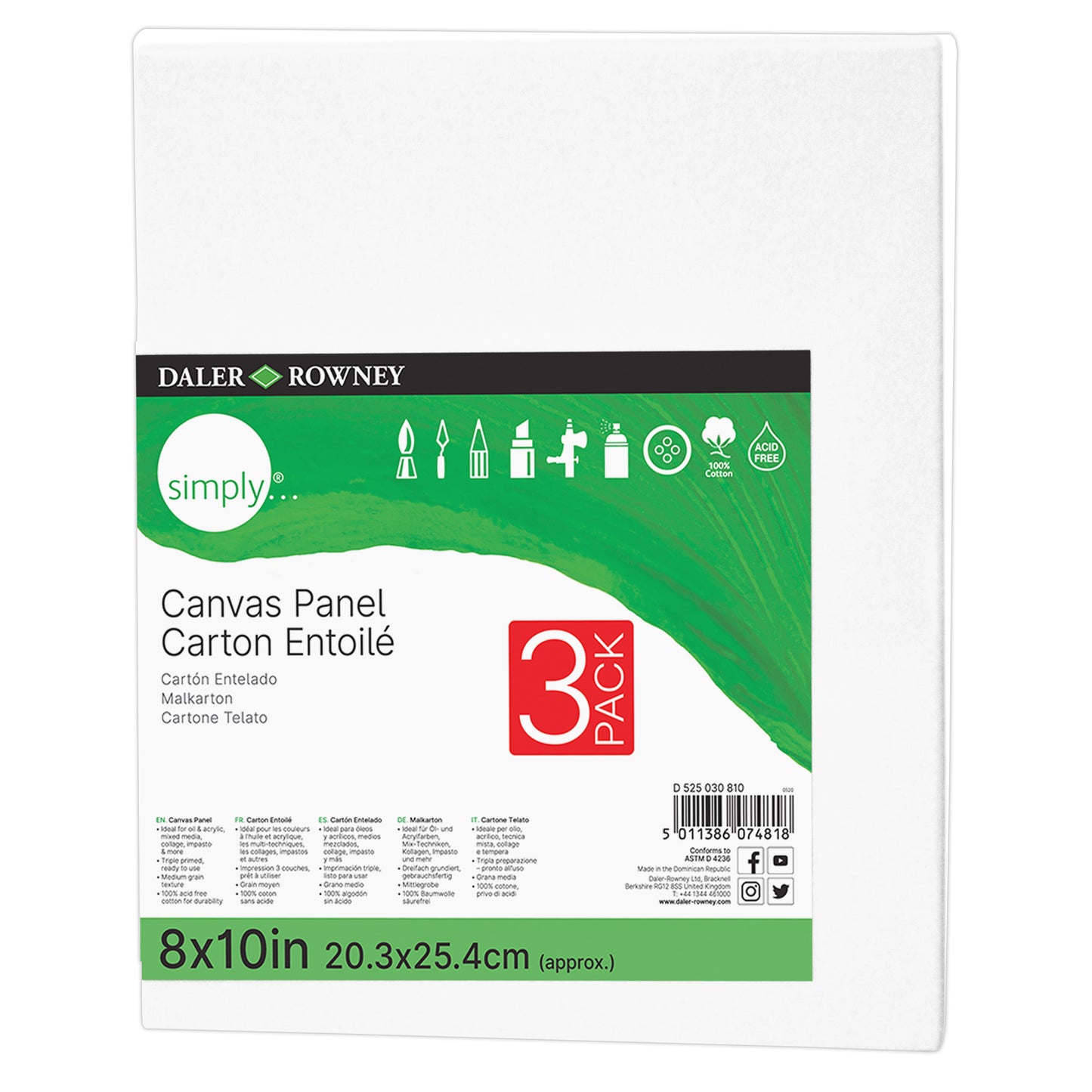 Canvas Panels Set 8x10in 3/pk White