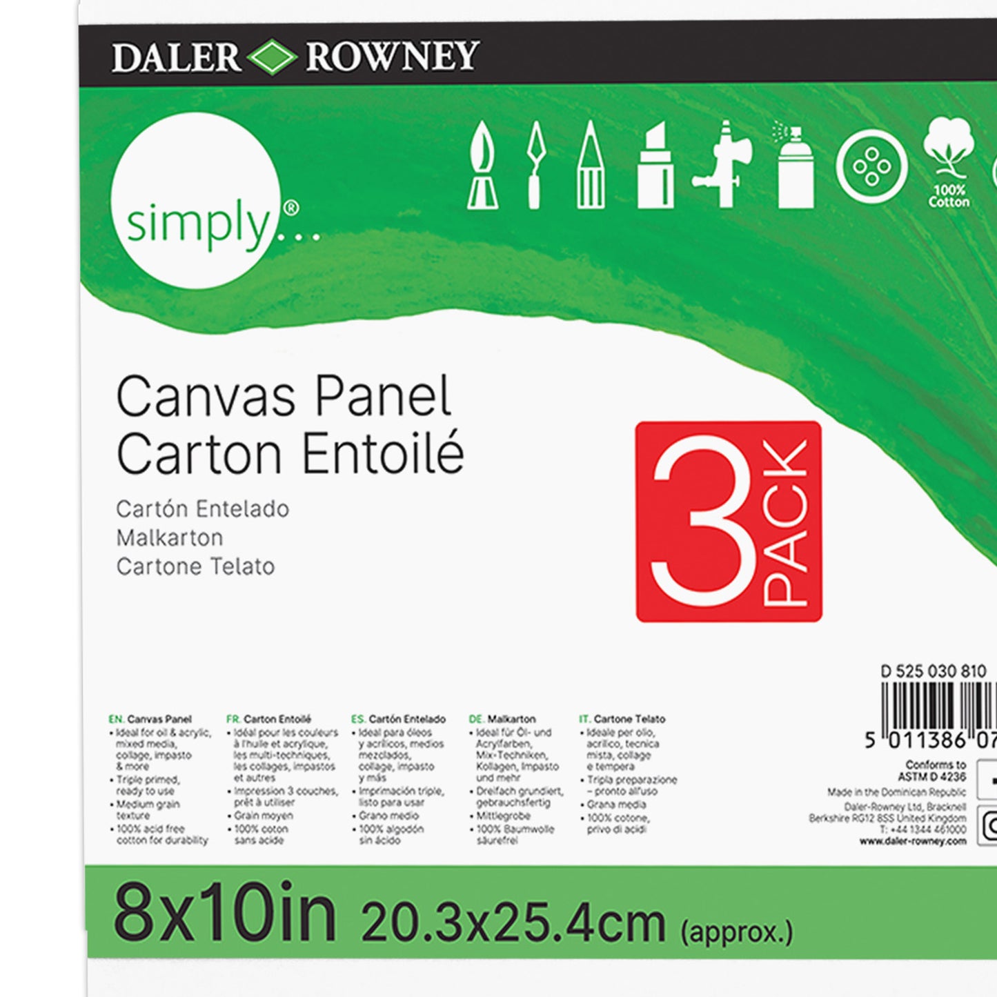 Canvas Panels Set 8x10in 3/pk White